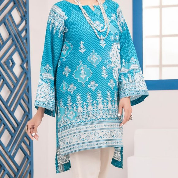 1PC Cotton Teal Kurti/Tunic/Kameez Almirah Junaid Jamshed Pakistani Indian XS/36 - Picture 3 of 8